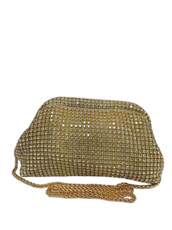 Elegant Gold-Tone Crystal-Studded Evening Clutch (25x8x15 cm)