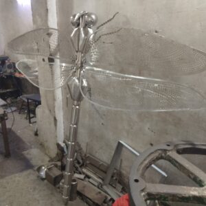 Metal Dragonfly Sculpture Installation