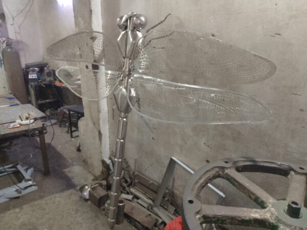 Metal Dragonfly Sculpture Installation