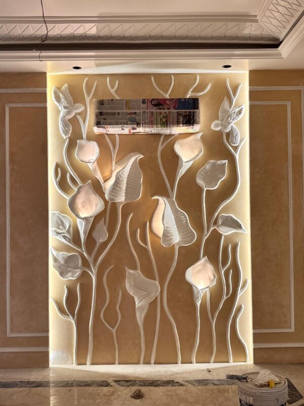 Illuminated Floral Relief Installation