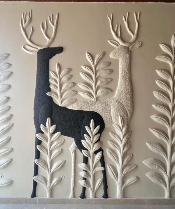 Contemporary Deer Relief Art Panel