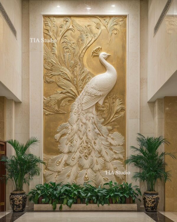 Royal Peacock Feature Wall Installation